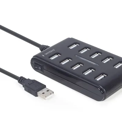 GEMBIRD HUB USB 2.0 10-PORTOWY, CZARNY