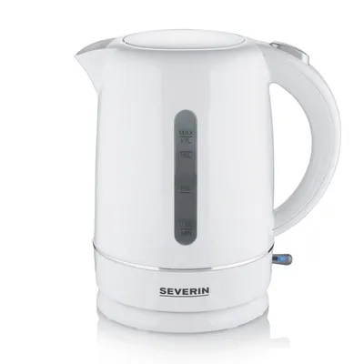 SEVERIN CZAJNIK ELEKTR. BIAŁY, PLASTIK, POJ. 1,7 L, ZAKRYTA GRZAŁKA, DUŻY OTWÓR, DŁ. PRZEWODU 70 CM, MOC 2200W WK4325