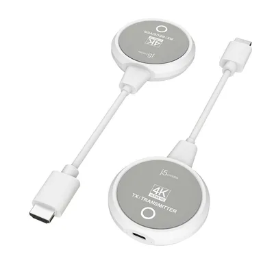 Nadajnik i odbiornik audio/video bezprzewodowy j5create ScreenCast 4K Wireless Display HDMI Extender ; kolor biały JVAW75-N