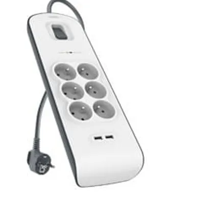 Listwa zasilająca Belkin Power Surge 6-PORT + 2xUSB-A 2.4A 650J 2m Grey/White