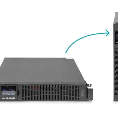 Zasilacz awaryjny UPS Online Rack 19" LCD 3kVA/3kW6x12V/9Ah 8xC13 1xC19/C20 USB RS232 RJ45 GŁ.600mm (WYPRZEDAŻ)