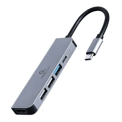 GEMBIRD MULTI ADAPTER USB TYP-C 5W1 (HUB + HDMI + PD) SREBRNY