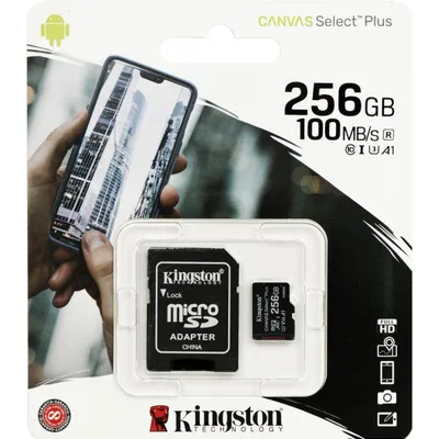 Karta pamięci z adapterem Kingston Canvas Select Plus SDCS2/256GB (256GB; Class 10, Class U1, V30; + adapter)