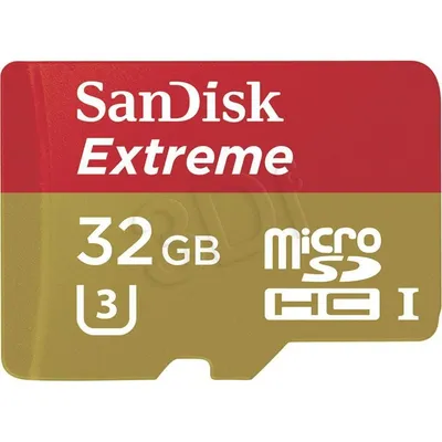 Karta pamięci SanDisk Extreme SDSQXAF-032G-GN6AA (32GB; Class U3; Adapter, Karta pamięci)