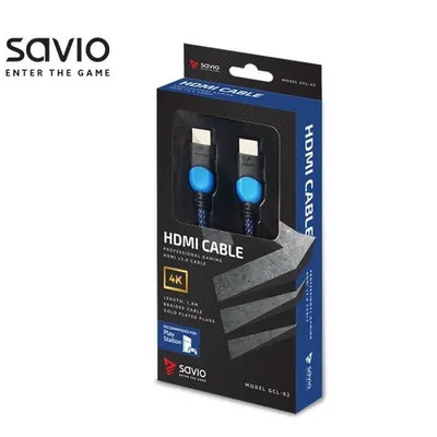 Kabel SAVIO GCL-02 (HDMI M - HDMI M; 1,8m; kolor czarno-niebieski)
