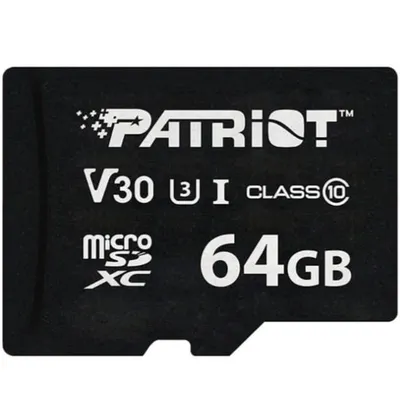 Patriot VX Series 64GB MicroSDXC V30 Class 10 UHS-I U3 4K UHD Memory Card PSF64GVX31MCX