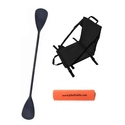 Zestaw Wiosło Kajakowe Składane John Paddle 225cm + Siedzisko Kajakowe John Paddle do Deski SUP Czarne + odbijacz