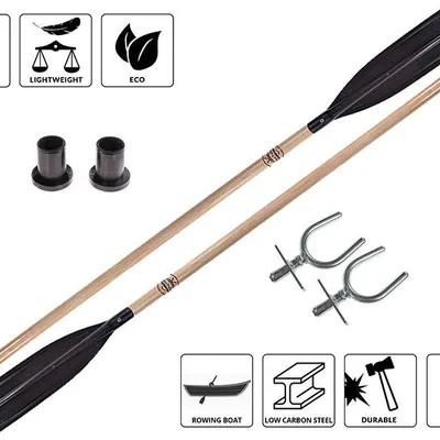 Wiosło Szalupowe do łodzi John Paddle P-Strong + dulki pałąkowe + osłony 45mm (komplet 2 sztuki)