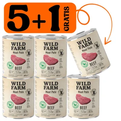 WILD FARM Pate Beef 5x800g + 800g GRATIS bezglutenowa karma dla psa
