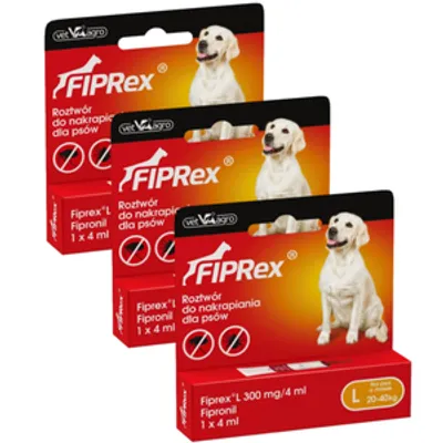 Fiprex L, 300 mg/4 ml, roztwór do nakrapiania dla psów (3szt)