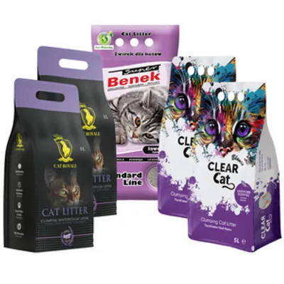 MIX Żwirków Benek, Clear Cat, Cat Royale - Lawenda 25l (5x5l)