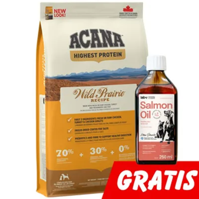 ACANA Wild Prairie Dog 11,4kg + Lab-V Olej z Łososia Tłoczony Na Zimno Gratis