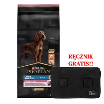 PRO PLAN Sensitive Skin Large Athletic Adult Karma dla psów bogata w łososia 14kg + Ręcznik dla psa GRATIS!!