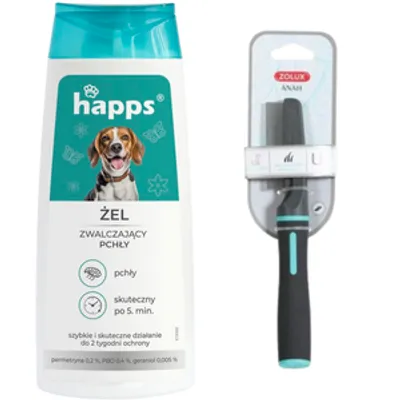 HAPPS - żel zwalczający pchły 150ml + Zolux Anah Grzebień do wyczesywania pcheł