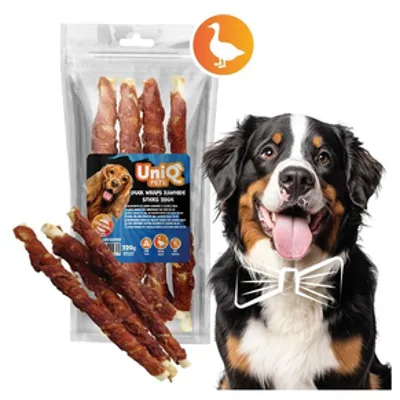 UNIQ PETS dog snacks 320g Długi patyk ze skóry wołowej z kaczką 28cm