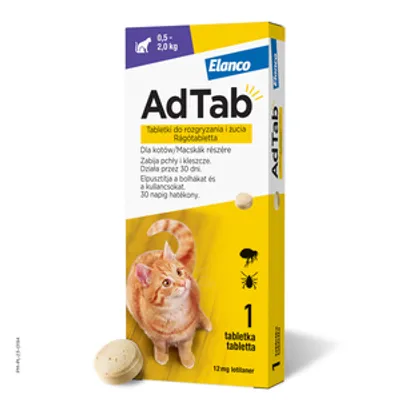 ELANCO AdTab 12mg tabletka na pchły i kleszcze dla kotów 0,5-2 kg