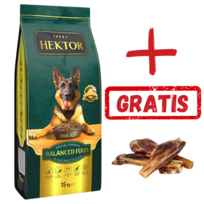 HEKTOR BALANCED Adult 15 kg + GRATIS mini kości SERRANO HAM BONES 3 sztuki 110 g
