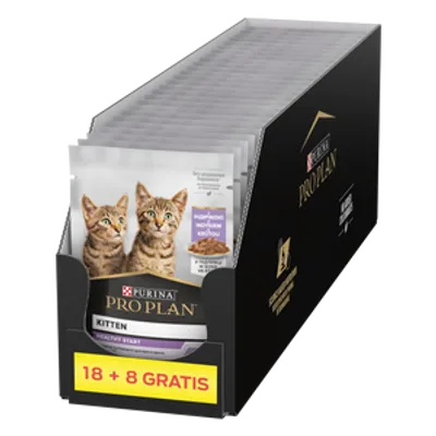 PRO PLAN Nutrisavour Kitten Karma dla kociąt delikatne kawałki z indykiem w sosie 26x85g (18+8 GRATIS)