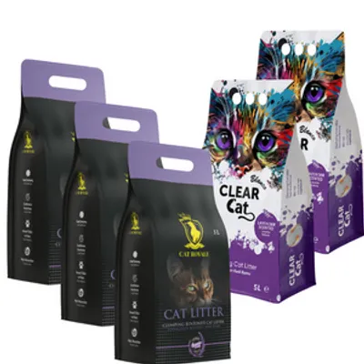 Żwirek Bentonitowy Lawendowy 25l (5x5l Clear Cat, Cat Royale)