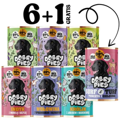 Dobry Pies mix smaków 6x400g + 400g GRATIS