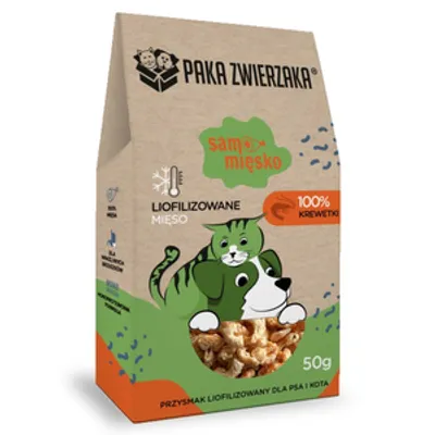 Paka Zwierzaka Przysmak liofilizowany Samo Mięsko KREWETKI 70g