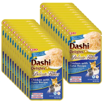 INABA Dashi Delights Delicate Flakes Chicken with Tuna Recipe 24x40g
