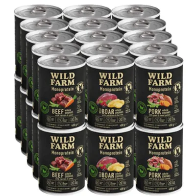 Wild Farm Monoprotein Mix Smaków 30x400g hypoalergiczna karma dla psa