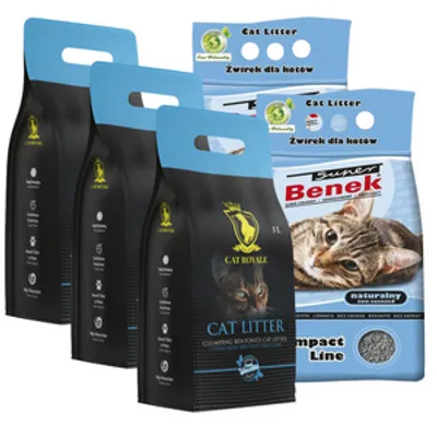 MIX Żwirków Benek, Cat Royale - Naturalny 25l (5x5l)