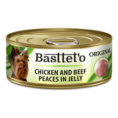 Basttet'o Original Kurczak z kawałkami wołowiny w galaretce 85g (puszka) - dla psa