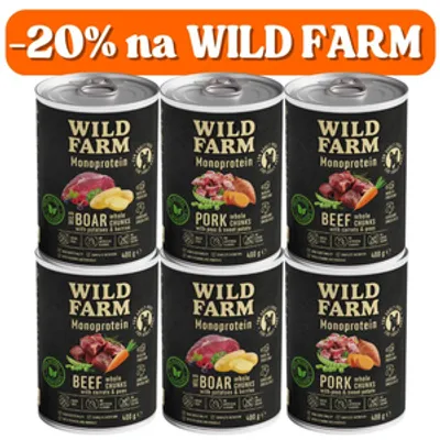 WILD FARM Monoprotein Mix Smaków 6x400g hypoalergiczna karma dla psa