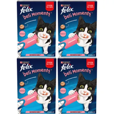 Felix Deli Moments Kremowe przekąski dla kotów z łososiem 4x(4x10g)