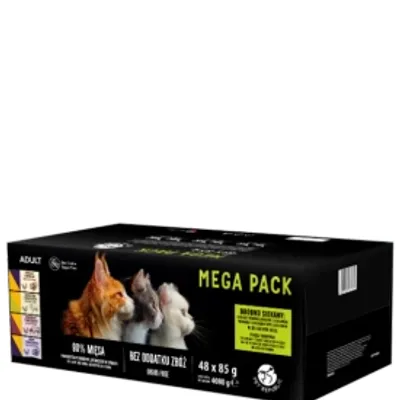 PetRepublic karma mokra dla kotów kawałki w delikatnym sosie MIX mięsnych smaków 48x85g