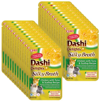INABA Dashi Delights Silky Broth Chicken with Tuna & Scallop Recipe 24x40g