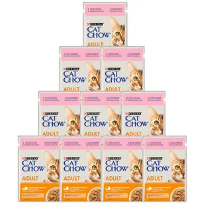 PURINA Cat Chow Adult Karma dla kotów z łososiem i zieloną fasolką w galaretce 10x85g