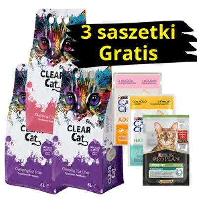 Clear Cat Blanco Baby Powder/Lawenda żwirek bentonitowy 3x5l