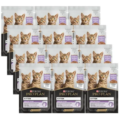 PRO PLAN Nutrisavour Kitten Karma dla kociąt delikatne kawałki z indykiem w sosie 12x85g