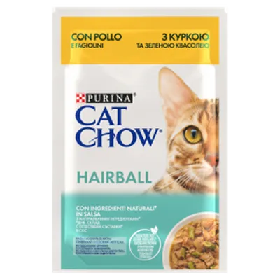 CAT CHOW Hairball Karma dla kotów z kurczakiem i zieloną fasolką w sosie 85g