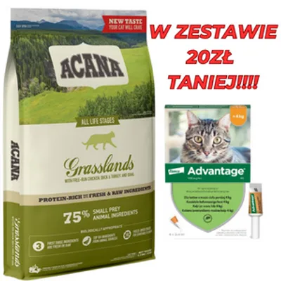 ACANA Grasslands Cat 4,5kg + Advantage - dla kotów (0,4mlx4) *roztwór* blister