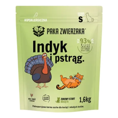 Paka Zwierzaka - Karma sucha KOT Indyk i pstrąg KOCIĘTA "S'' 1,6kg
