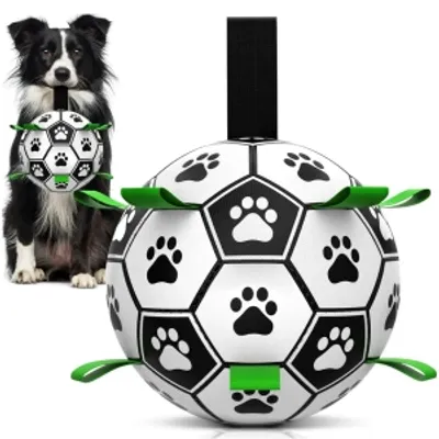 NUXIE® Zabawka dla psa kota piłka futbolowa z uchwytami 14cm