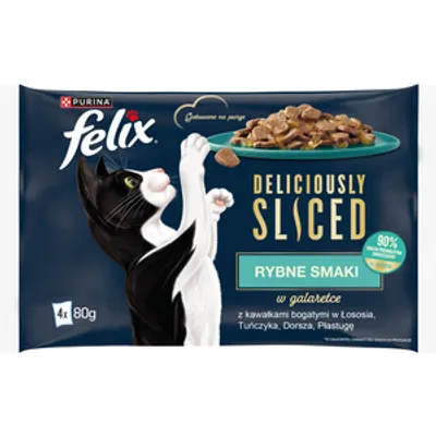 FELIX Deliciously Sliced Rybne Smaki Mokra karma dla kota 4x80g