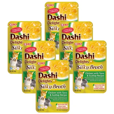 INABA Dashi Delights Silky Broth Chicken with Tuna & Scallop Recipe 6x40g