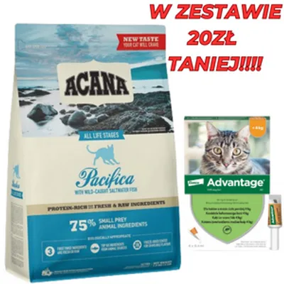 ACANA Pacifica Cat 1,8kg + Advantage - dla kotów (0,4mlx4) *roztwór* blister