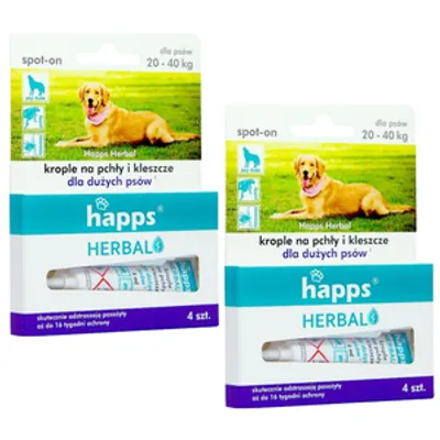 HAPPS Herbal - krople na pchły i kleszcze dla dużych psów  20-40kg (2opakowania)