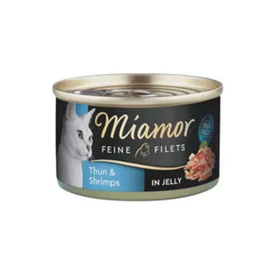 Miamor Feine Filets w galaretce - mokra karma dla kota z tuńczykiem i krewetkami 100g puszka