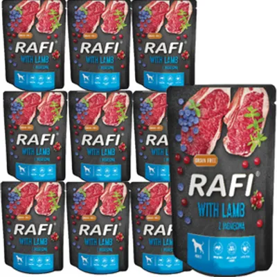 Rafi z jagnięciną dla psa - saszetka (czarne opakowanie) 10x300g