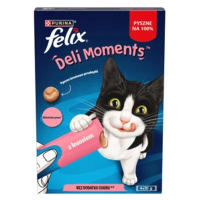 Felix Deli Moments Kremowe przekąski dla kotów z łososiem 4x10g