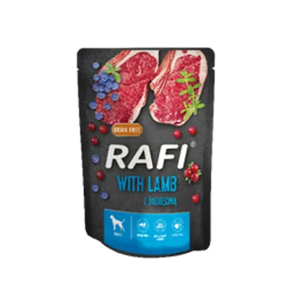 Rafi z jagnięciną dla psa - saszetka 300g (czarne opakowanie)