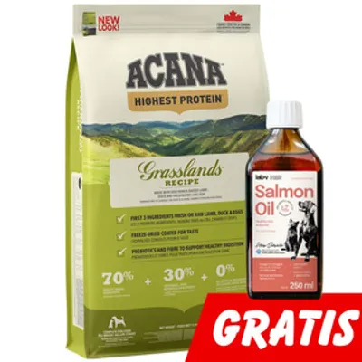 ACANA Grasslands Dog 11,4kg + Lab-V Olej z Łososia Tłoczony Na Zimno Gratis