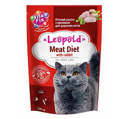 Leopold Dieta mięsna z królikiem dla kotów 100g  [data ważności 03-07-2025]